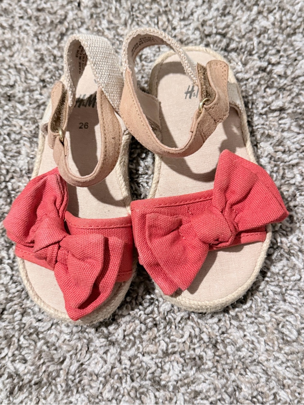 H&M Coral Bow Sandals with Beige Straps